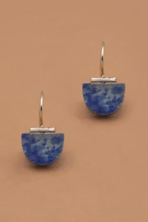 Half Moon Lapis Lazuli Fish Hook Earrings