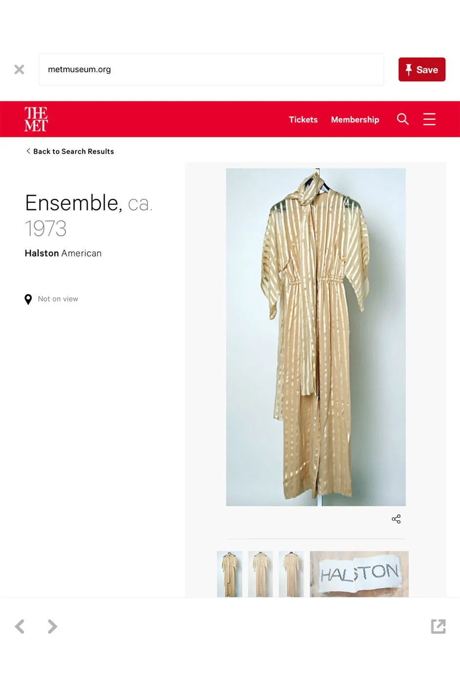 Halston 1976 Ivory Ribbon Silk Chiffon Ivory Jumpsuit w Original Sash