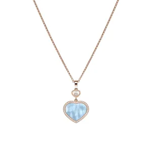 Happy Hearts Ethical Rose Gold Diamond Turquoise Mother of Pearl Pendant Necklace