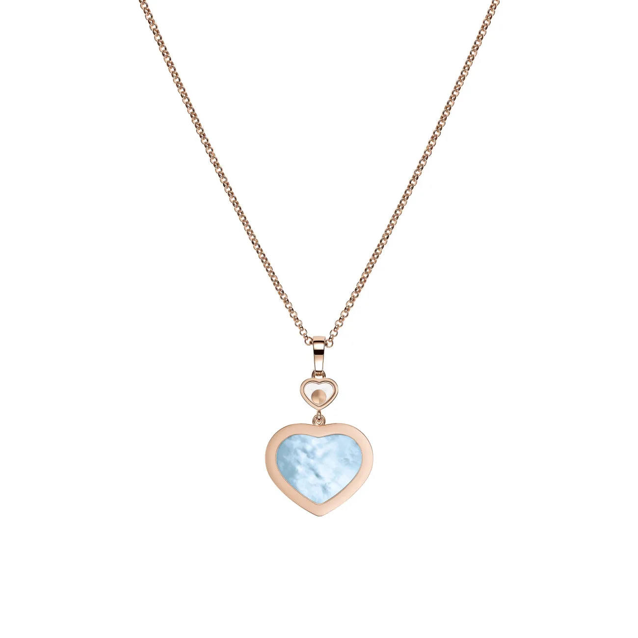 Happy Hearts Ethical Rose Gold Diamond Turquoise Mother of Pearl Pendant Necklace