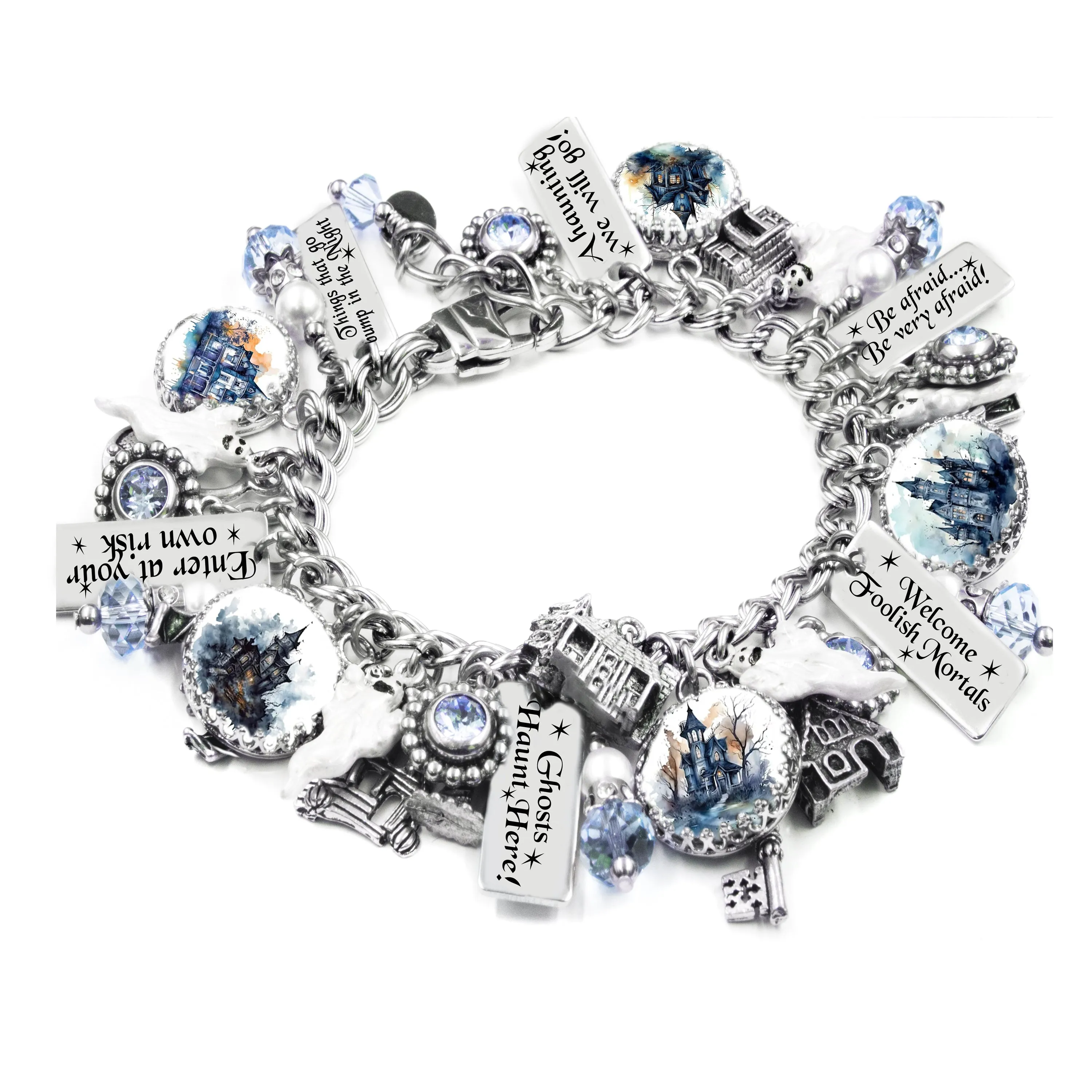 Haunted House Charm Bracelet with Ghosts