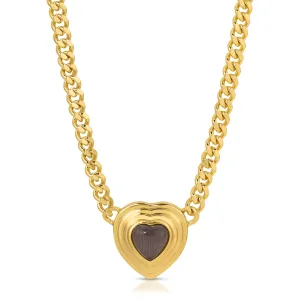 Heart of Stone Curb Link Necklace - Black Tiger's Eye