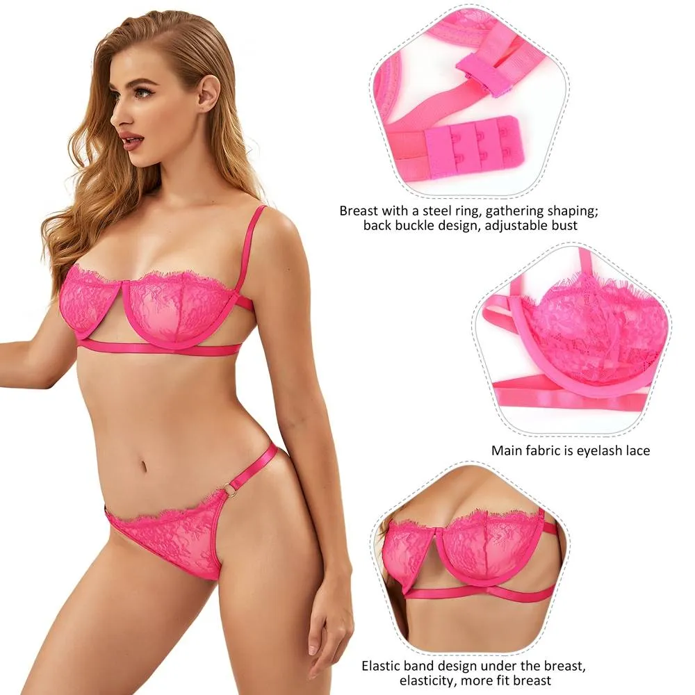 High Quality Beautiful Lingerie Egypt Lace Bra Set With Steel ring