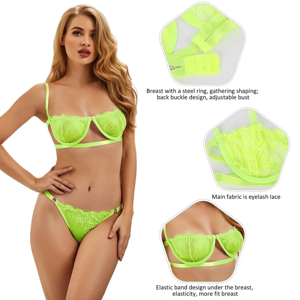High Quality Beautiful Lingerie Egypt Lace Bra Set With Steel ring