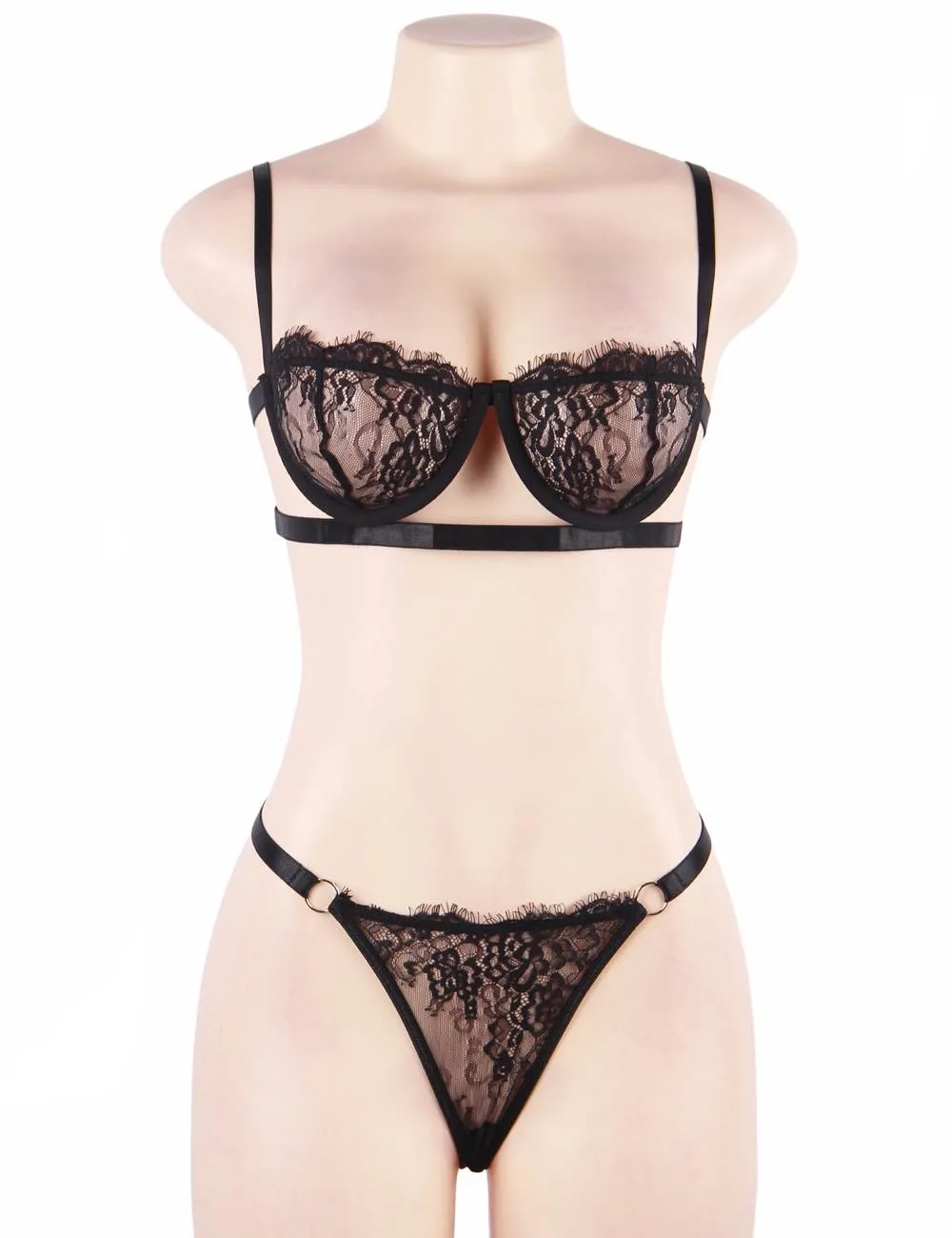 High Quality Beautiful Lingerie Egypt Lace Bra Set With Steel ring