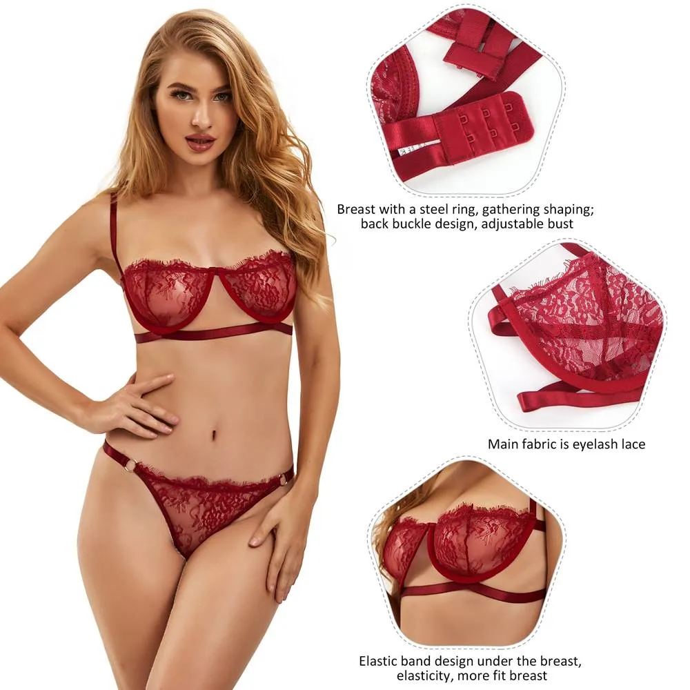 High Quality Beautiful Lingerie Egypt Lace Bra Set With Steel ring