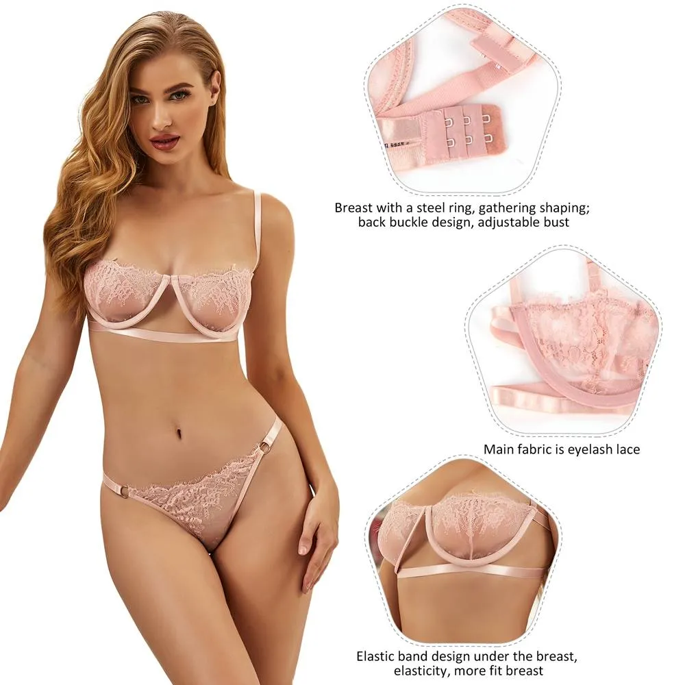 High Quality Beautiful Lingerie Egypt Lace Bra Set With Steel ring