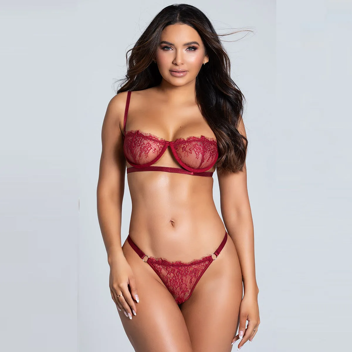 High Quality Beautiful Lingerie Egypt Lace Bra Set With Steel ring
