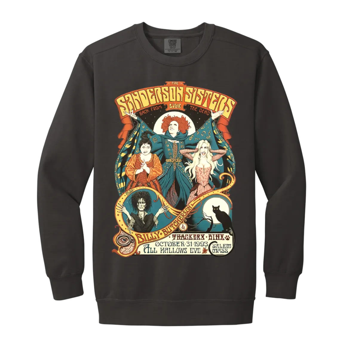 Hocus Pocus Bad Witches Comfort Colors Crewneck Sweatshirt – Cozy Up in Retro Witchy Style!