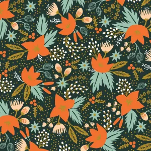 Holiday Classics Poinsettia in Evergreen Metallic by Rifle Paper Co