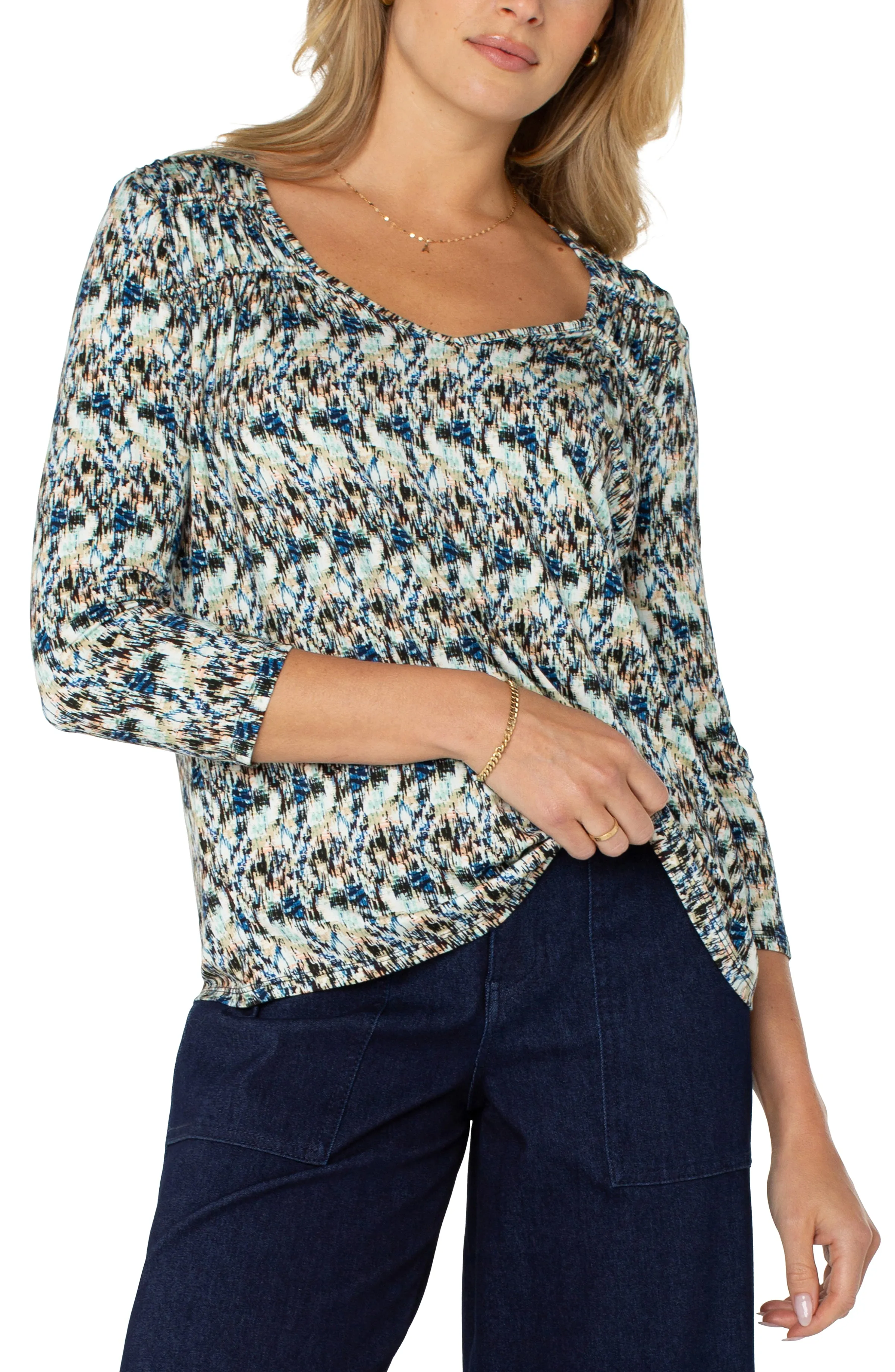 Ikat 3/4 Sleeve Top