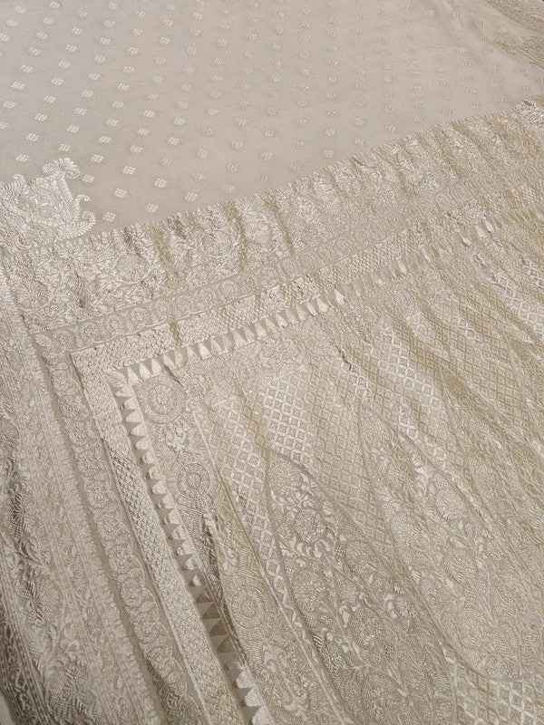 Introducing Pure Banarasi Khaddi Chiffon Georgette Silk Border Handloom Saree