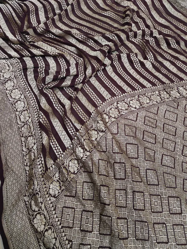 Introducing Pure Banarasi Khaddi Chiffon Georgette Silk Border Handloom Saree