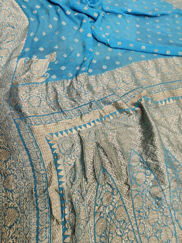 Introducing Pure Banarasi Khaddi Chiffon Georgette Silk Border Handloom Saree
