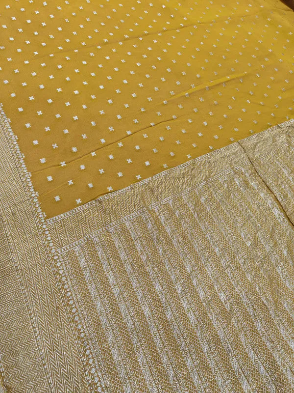 Introducing Pure Banarasi Khaddi Chiffon Georgette Silk Border Handloom Saree