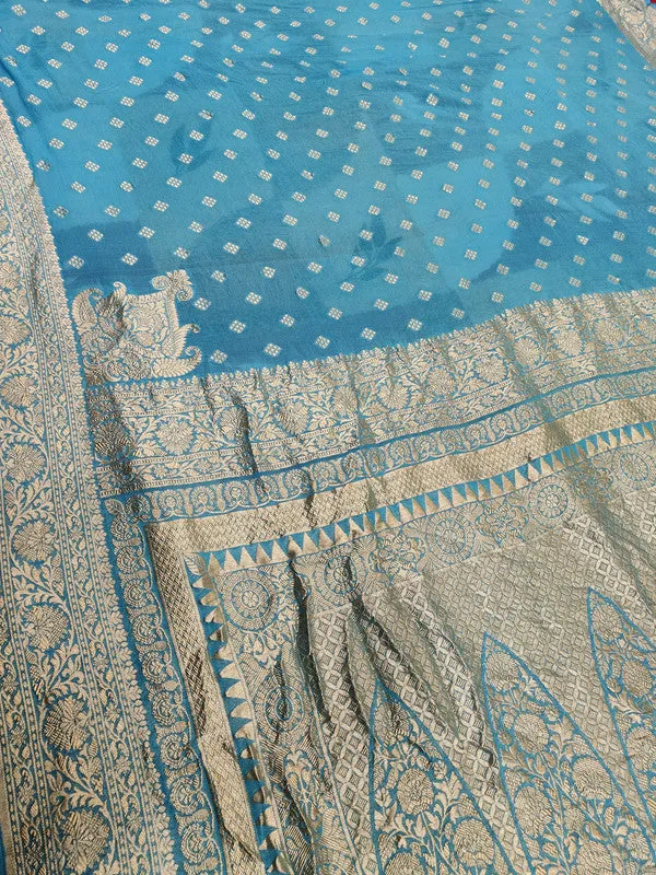 Introducing Pure Banarasi Khaddi Chiffon Georgette Silk Border Handloom Saree