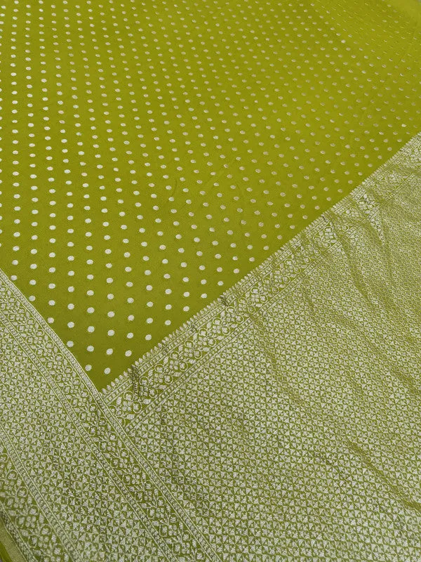 Introducing Pure Banarasi Khaddi Chiffon Georgette Silk Border Handloom Saree