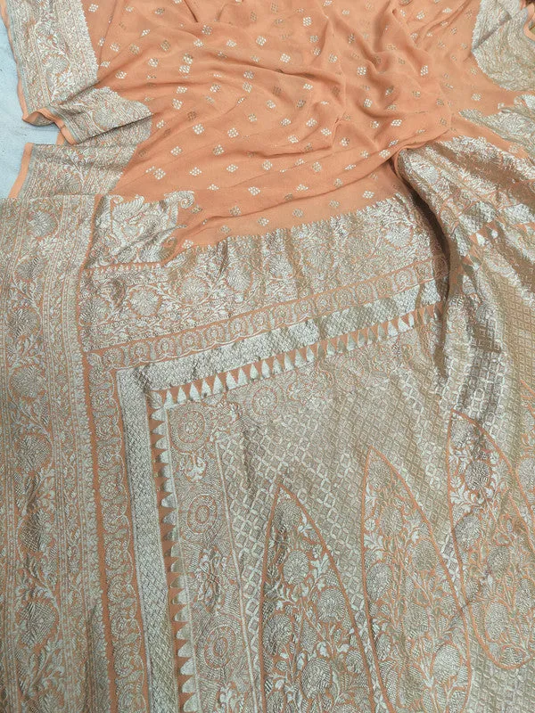 Introducing Pure Banarasi Khaddi Chiffon Georgette Silk Border Handloom Saree