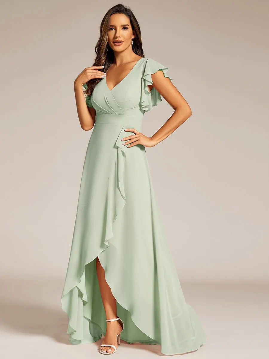 Jarlina chiffon high low bridesmaid dress with ruffle
