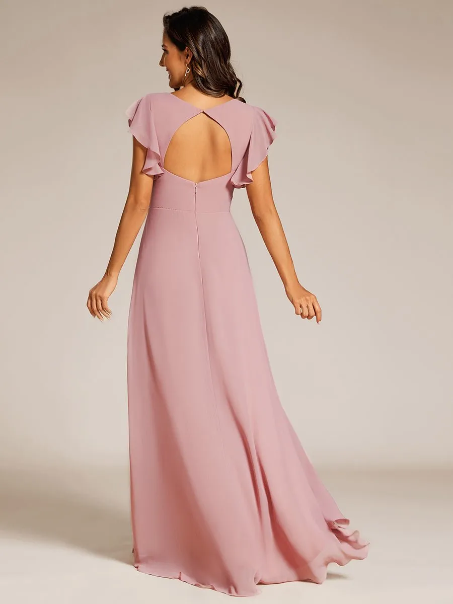 Jarlina chiffon high low bridesmaid dress with ruffle