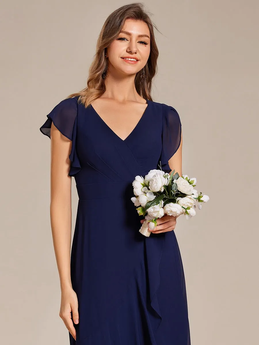 Jarlina chiffon high low bridesmaid dress with ruffle