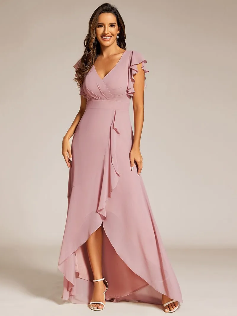 Jarlina chiffon high low bridesmaid dress with ruffle