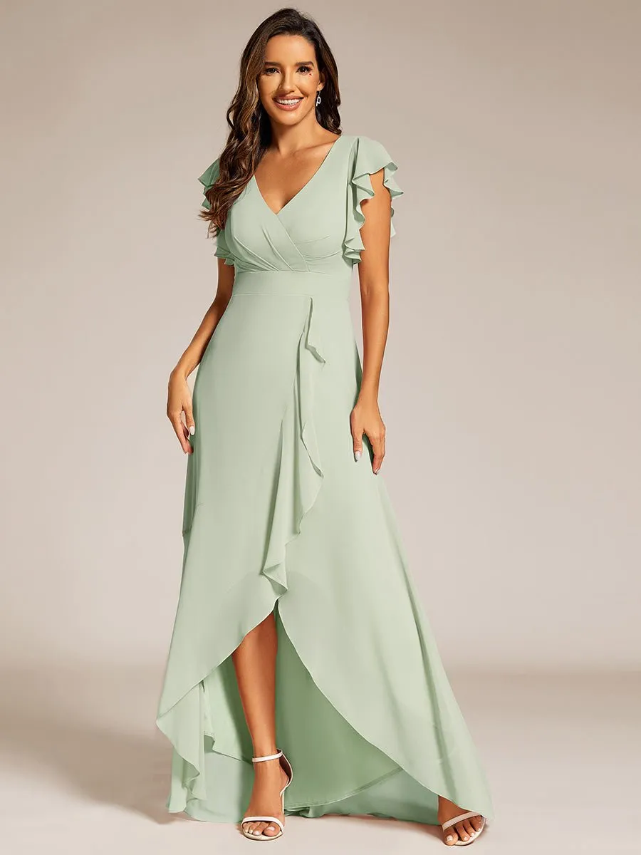 Jarlina chiffon high low bridesmaid dress with ruffle
