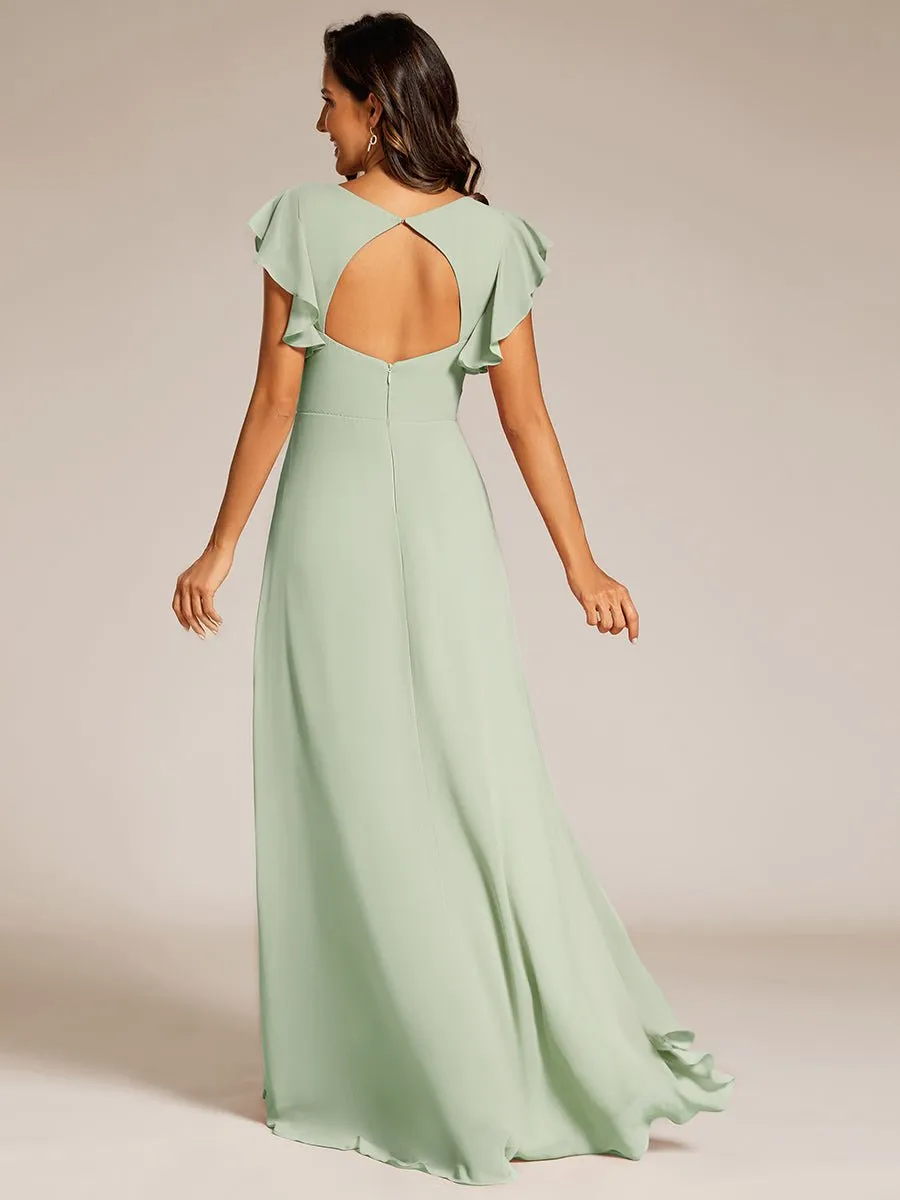 Jarlina chiffon high low bridesmaid dress with ruffle