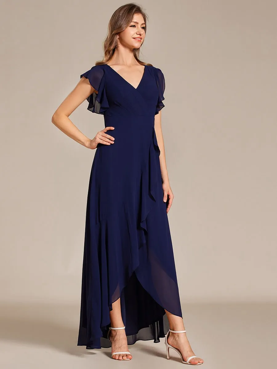 Jarlina chiffon high low bridesmaid dress with ruffle