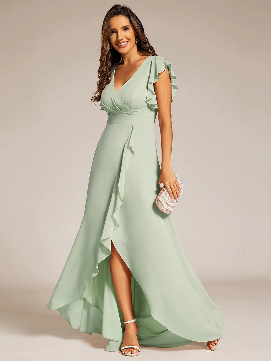 Jarlina chiffon high low bridesmaid dress with ruffle