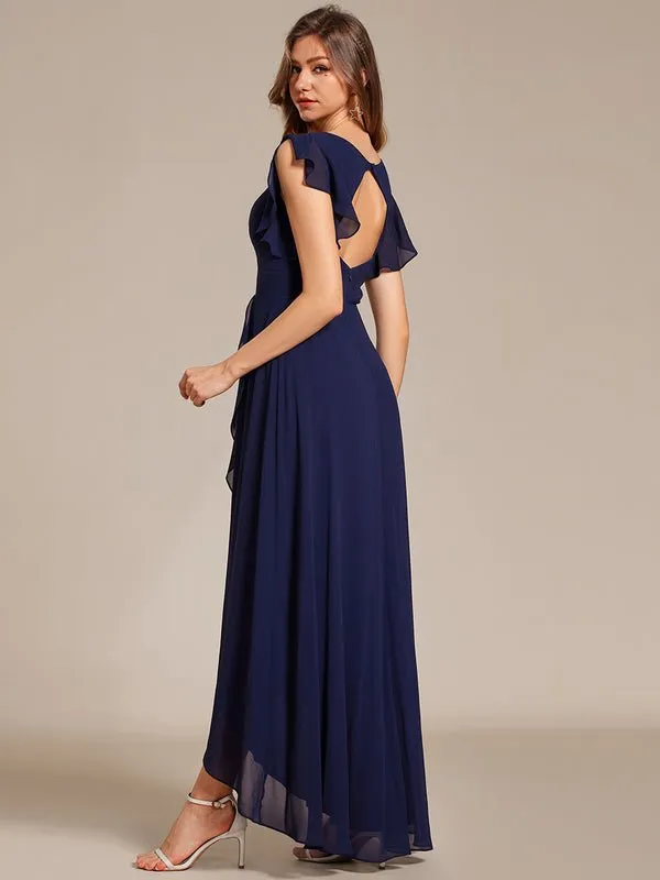 Jarlina chiffon high low bridesmaid dress with ruffle