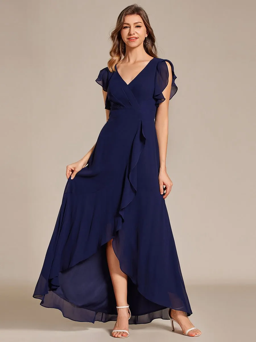 Jarlina chiffon high low bridesmaid dress with ruffle