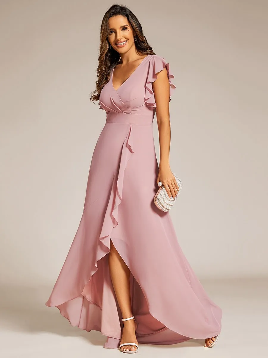 Jarlina chiffon high low bridesmaid dress with ruffle