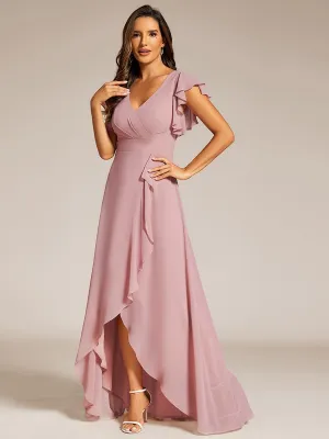 Jarlina chiffon high low bridesmaid dress with ruffle