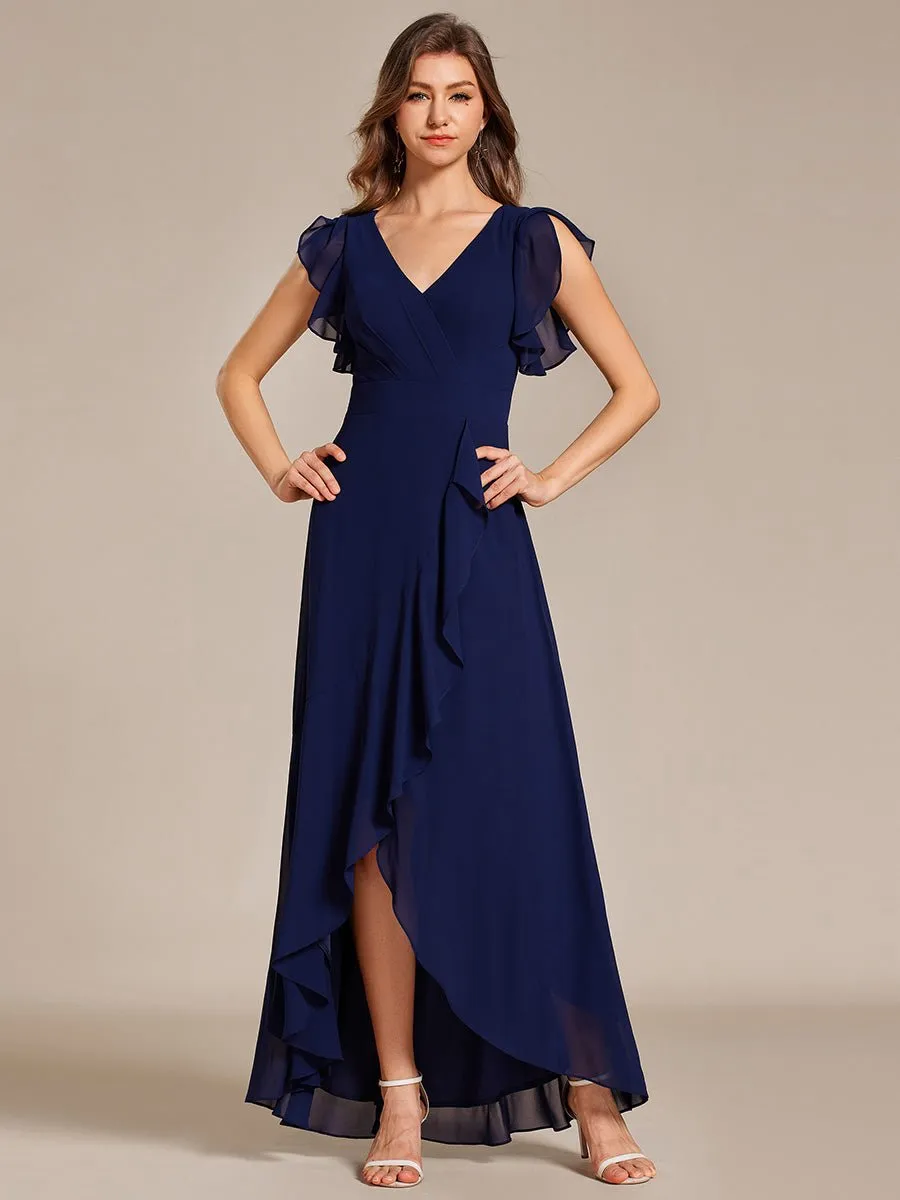 Jarlina chiffon high low bridesmaid dress with ruffle