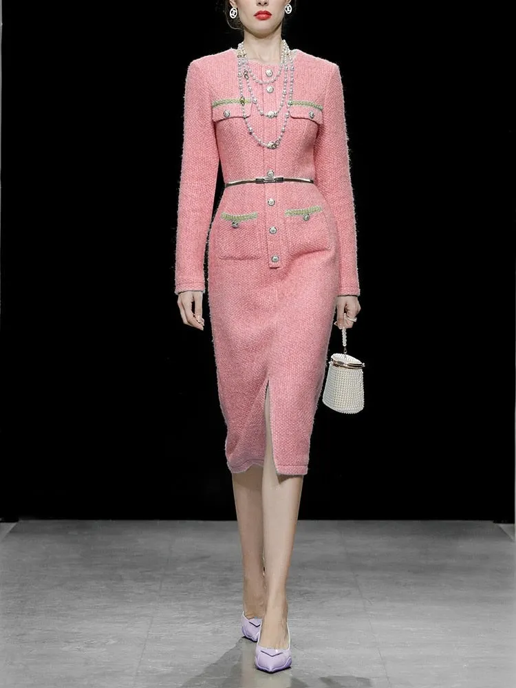 Jimena Slim Waist Tweed Dress