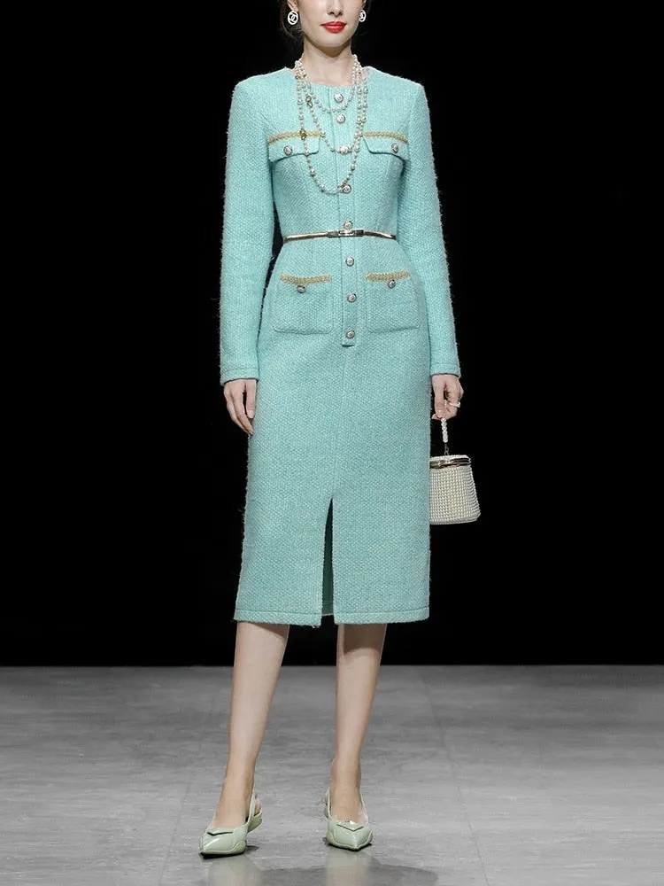 Jimena Slim Waist Tweed Dress