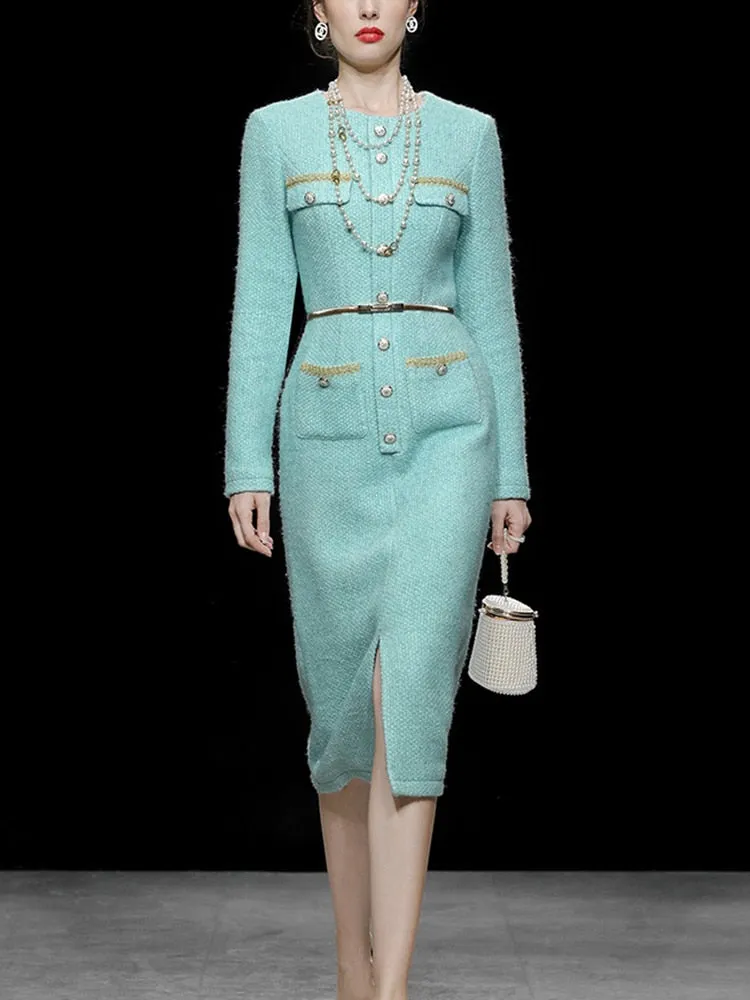 Jimena Slim Waist Tweed Dress