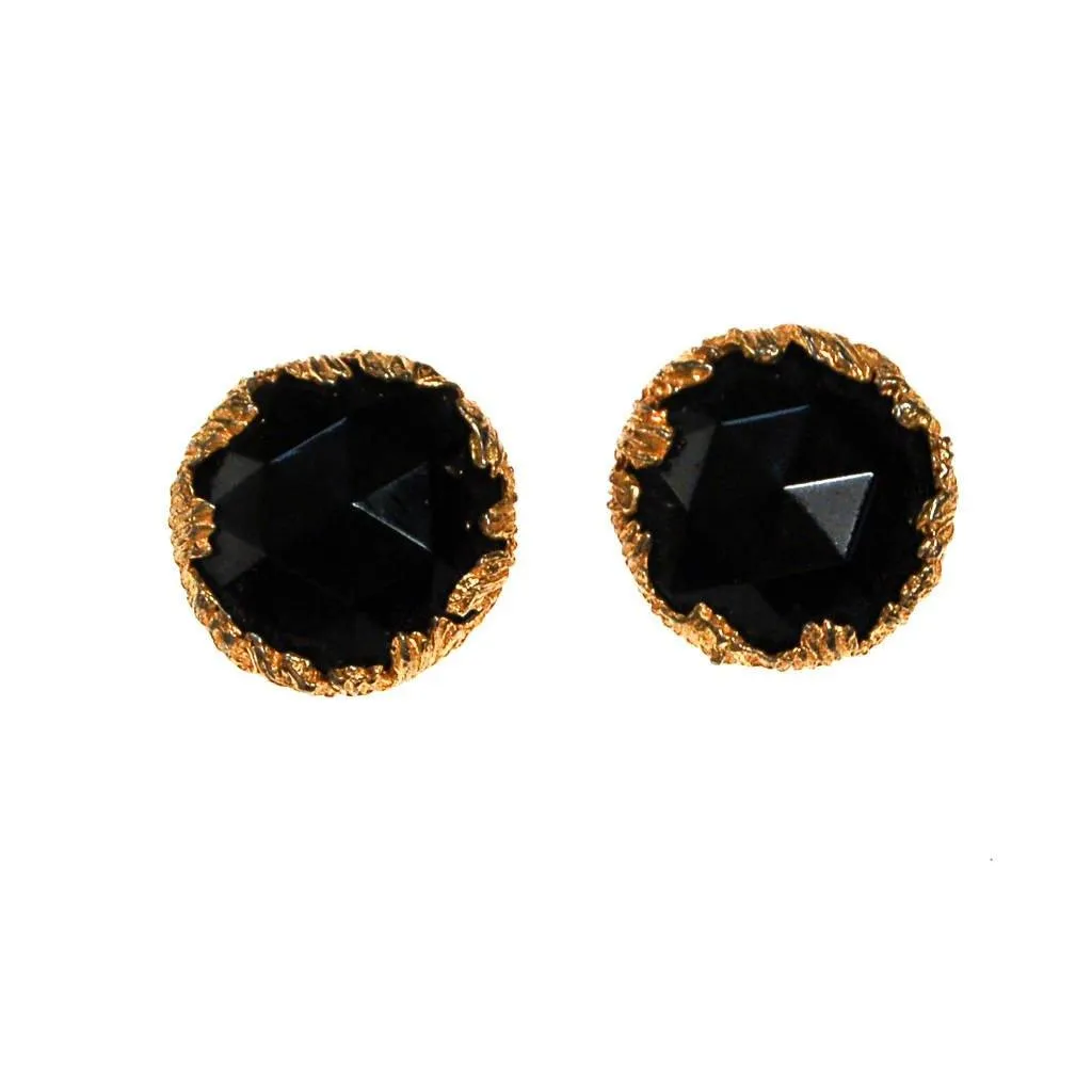 Jonne House of Schrager Black and Gold Clip Earrings