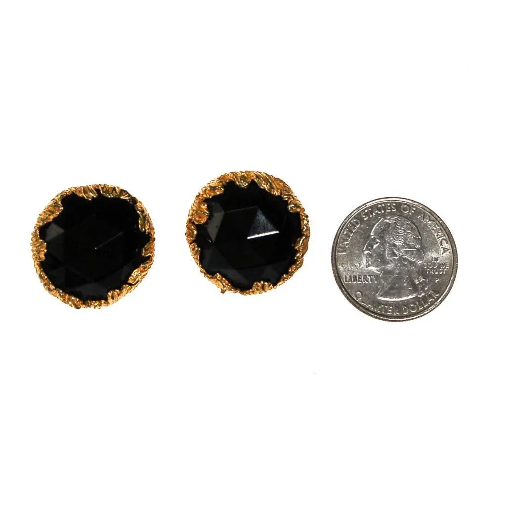 Jonne House of Schrager Black and Gold Clip Earrings