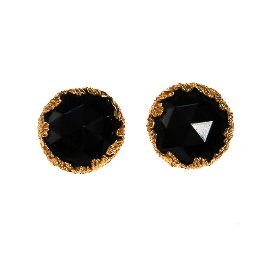 Jonne House of Schrager Black and Gold Clip Earrings