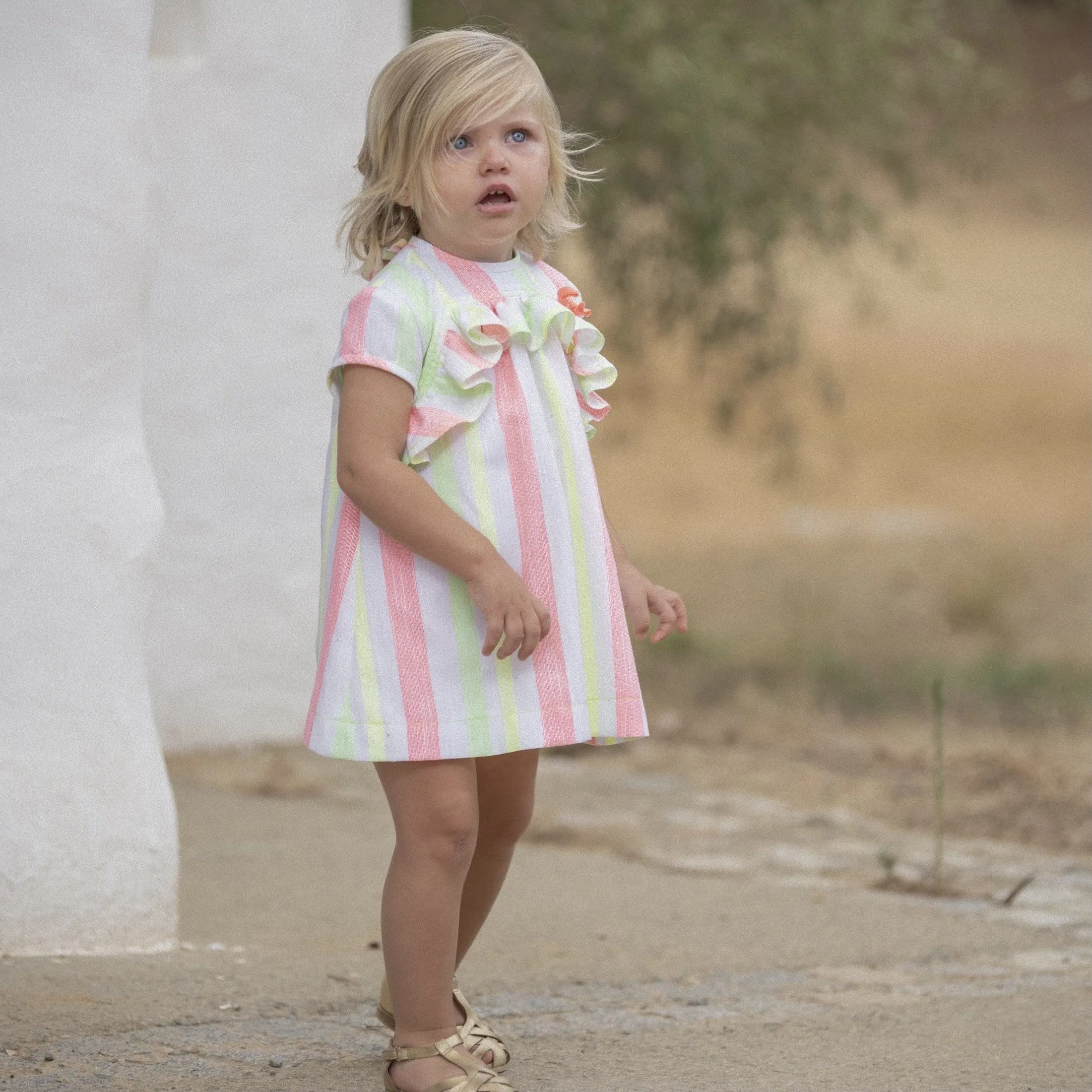 JOSE VARON - Neon Stripe Baby Dress