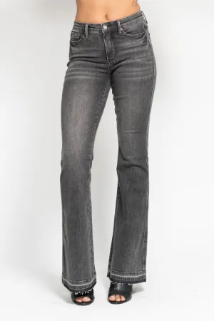 Judy Blue Grey Release Hem Flare Jeans