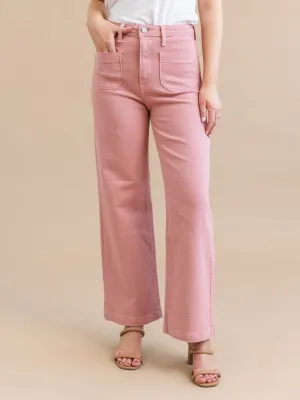 Just Black Dusty Coral Patch Pocket Wide Leg