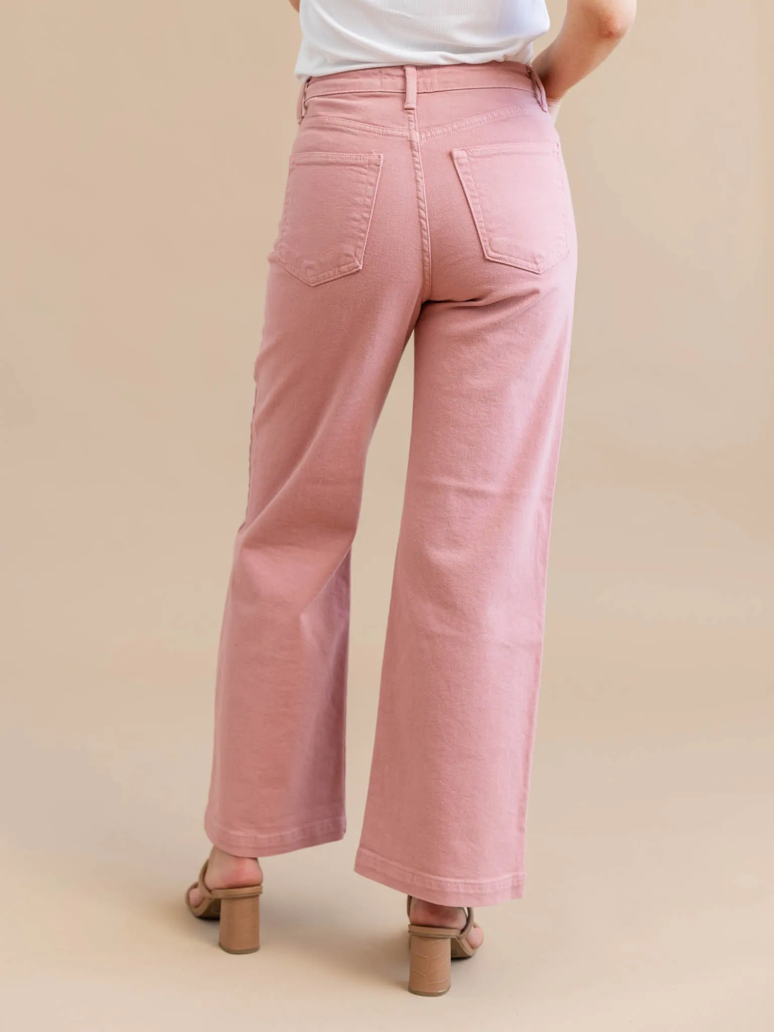 Just Black Dusty Coral Patch Pocket Wide Leg