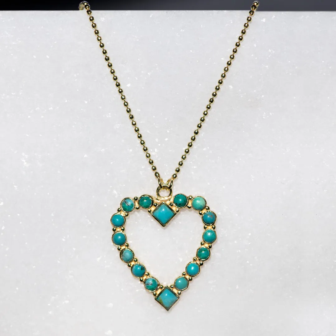 Keepsake - Turquoise and 14K Gold vermeil Heart Charm Necklace