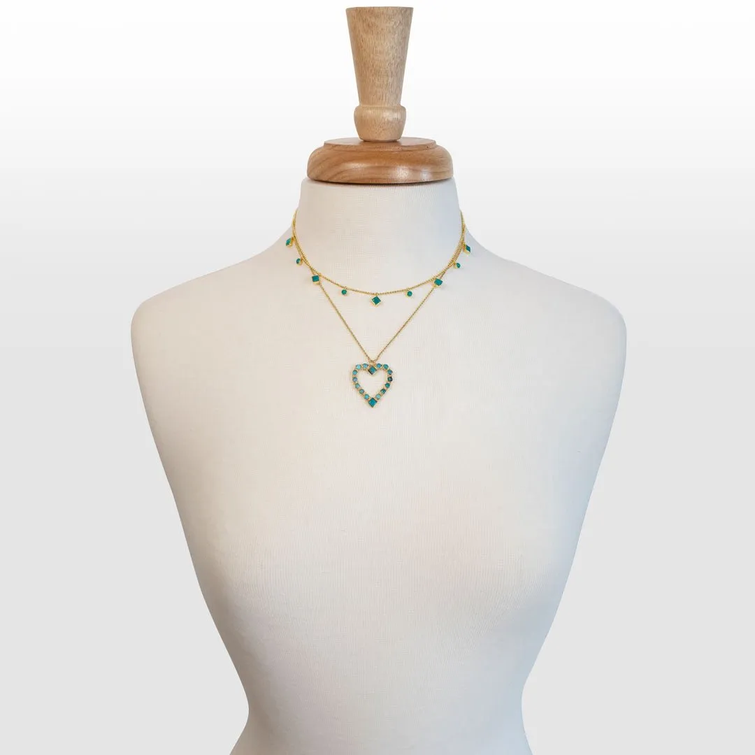 Keepsake - Turquoise and 14K Gold vermeil Heart Charm Necklace
