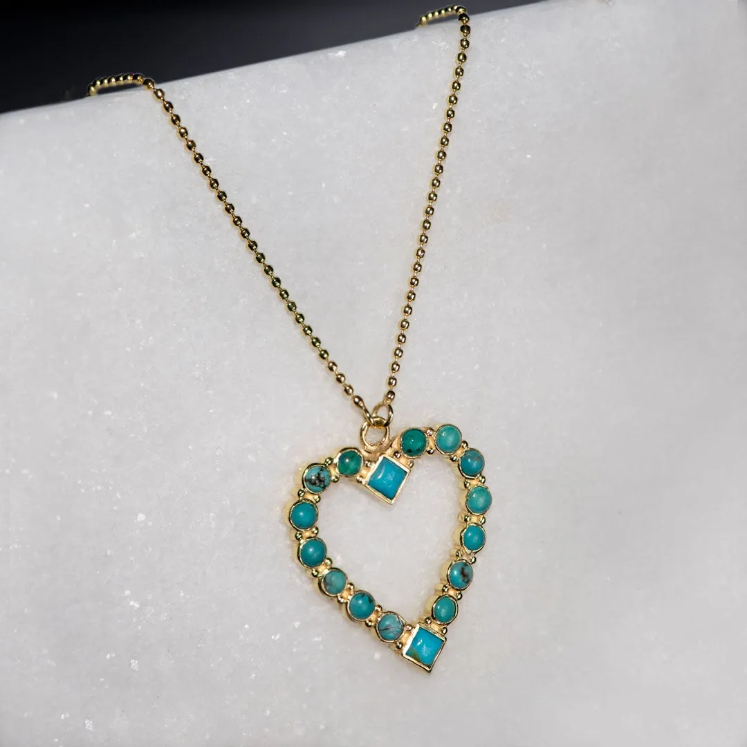 Keepsake - Turquoise and 14K Gold vermeil Heart Charm Necklace