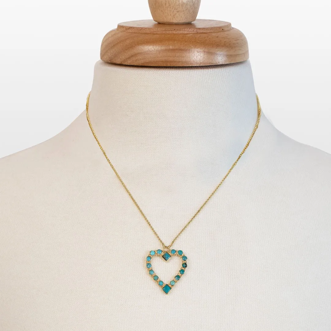 Keepsake - Turquoise and 14K Gold vermeil Heart Charm Necklace