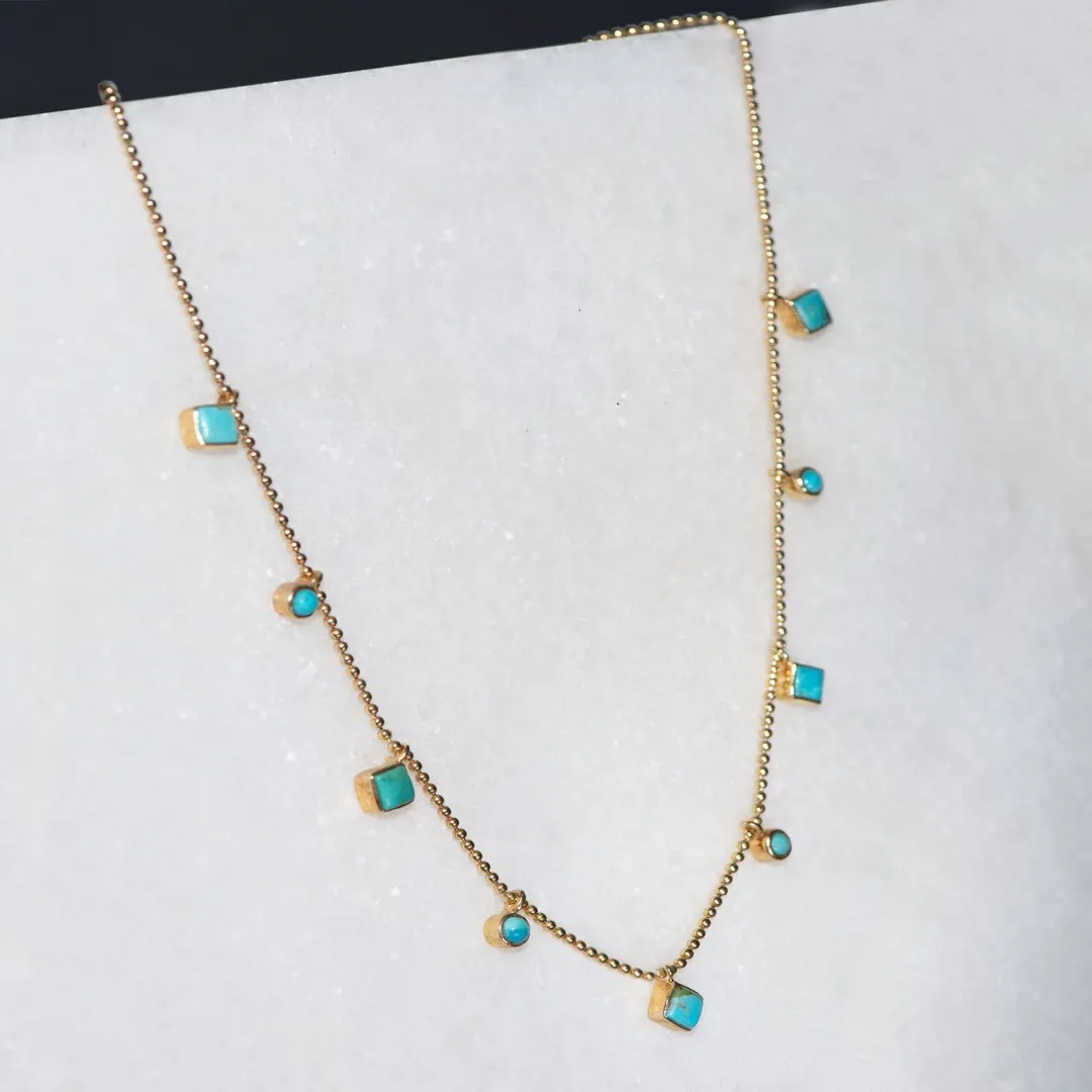 Keepsake - Turquoise and 14K Gold Vermeil Horseshoe Charm Necklace